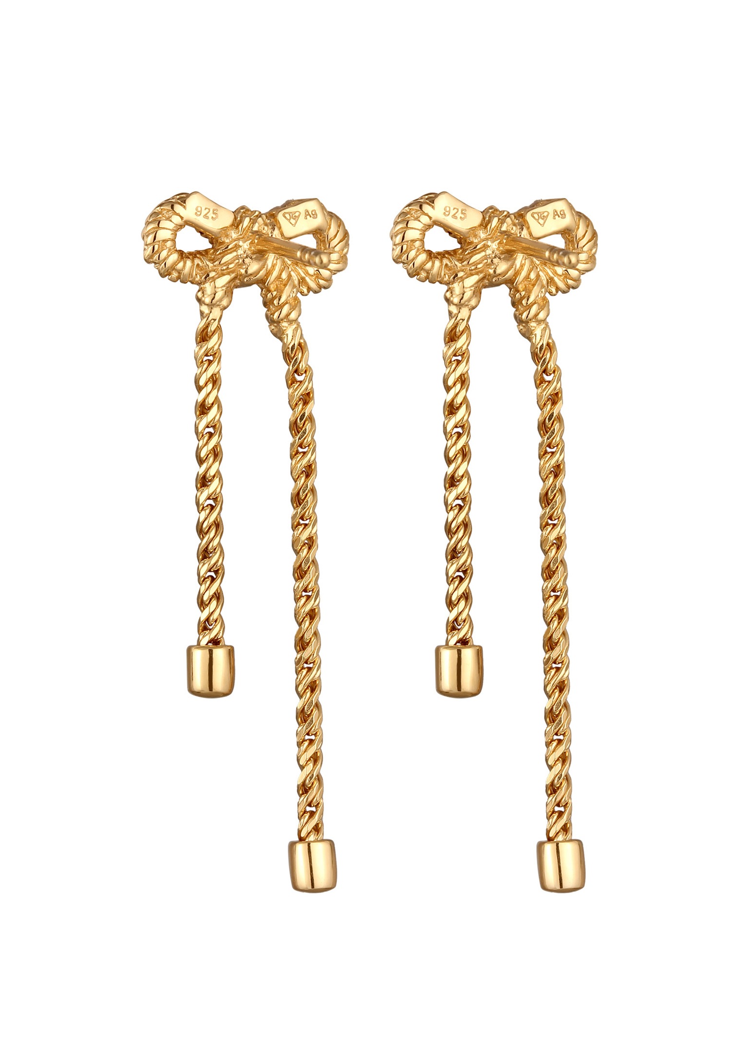 Elli Femmes clous d'oreilles noeud aspect chaîne en argent sterling 925