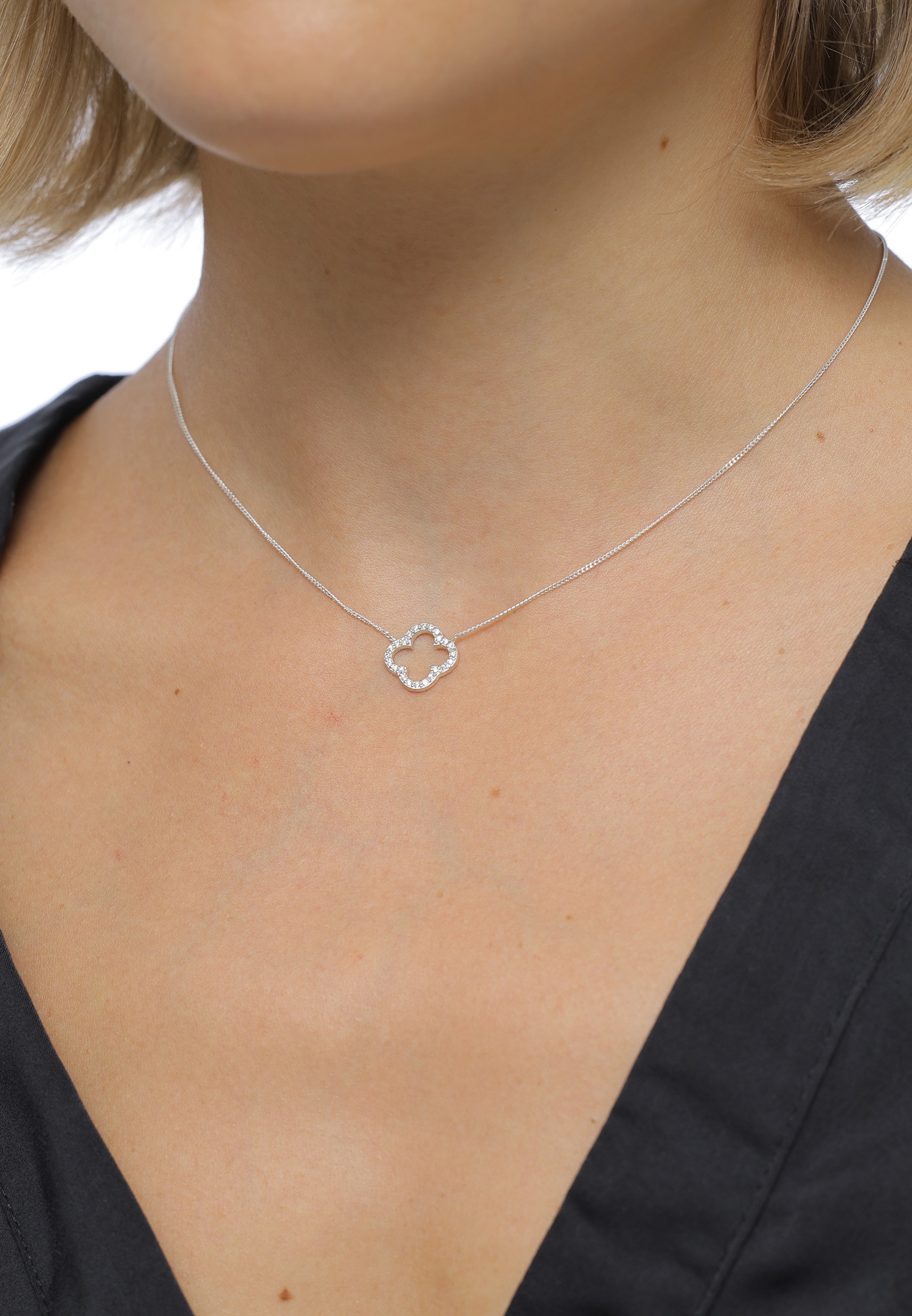 Elli Femmes pendentif trèfle élégant chance avec cristaux de zirconium en argent sterling 925