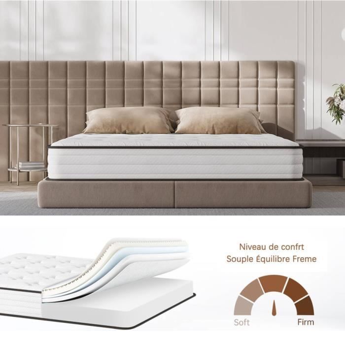 Colchón de lujo de espuma viscoelástica de 140x200 cm y 18 cm de grosor - Comfort Plus - Alta densidad