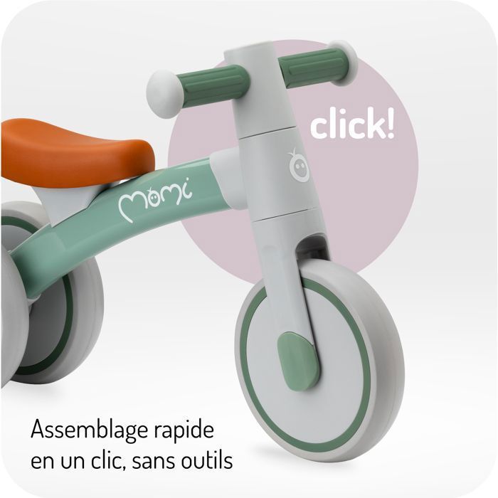 MoMi TEDI – Baby Balance Bike without Pedals – Ultra Lightweight 1.35 kg – Aluminum Frame – 1 to 3 Years – Green