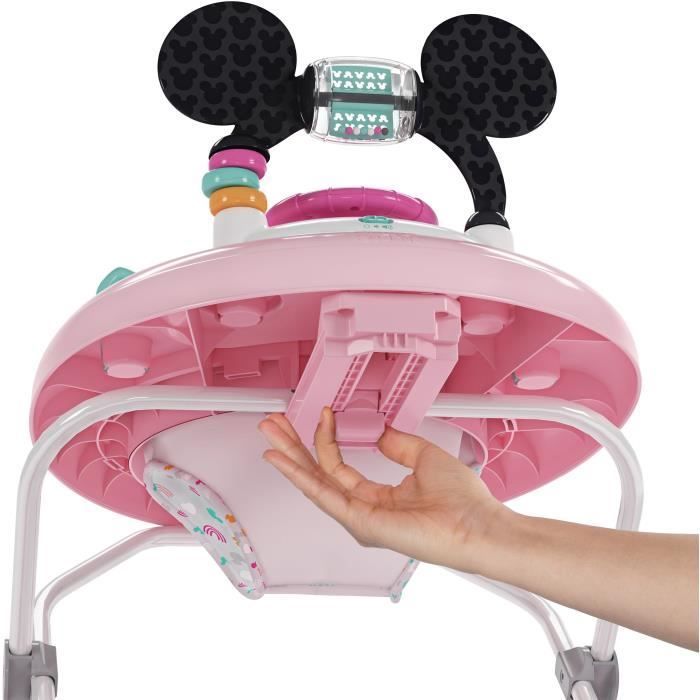 DISNEY BABY - MINNIE - 2-i-1 Konvertibel och Hopfällbar Gåstol för Flickor med Inbyggd Avtagbar Aktivitetsleksak, Babypresent
