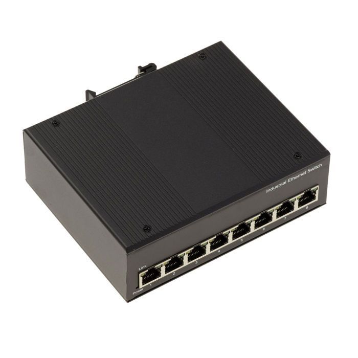 Switch de rede Gigabit Ethernet RJ45 de 8 portas de nível industrial da KALEA-INFORMATIQUE com 10/100/1000 Mbps para montagem em trilho ou parede.