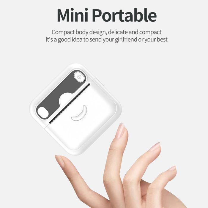 Impressora portátil TD®, versão em inglês, branca + 10 rolos de papel térmico, etiquetas fotográficas, Bluetooth, impressão de bolso
