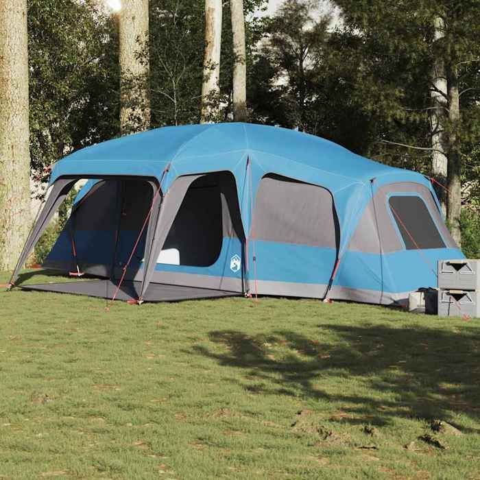 Tienda de campaña familiar vidaXL con porche tipo cúpula, para 9 personas, azul, impermeable, tienda de campaña, tienda de jardín, refugio exterior, tienda de campaña 4009585