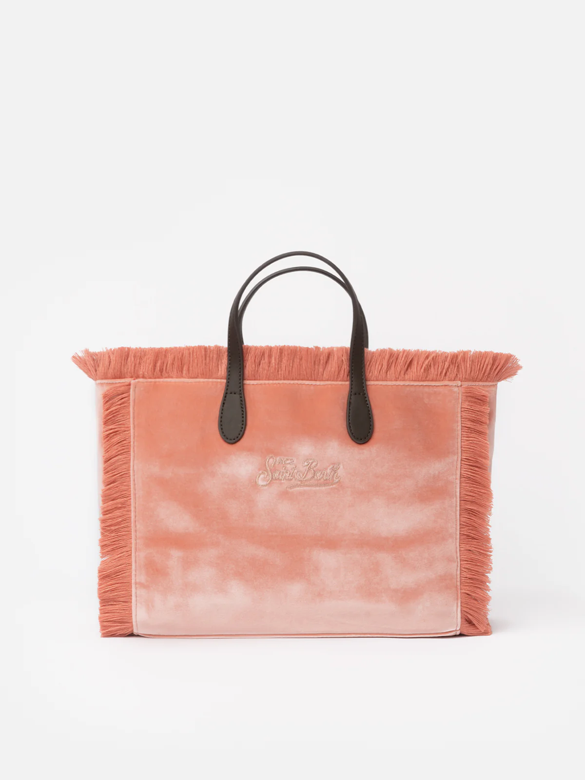 Colette tas in roze fluweel met logo van strass-steentjes