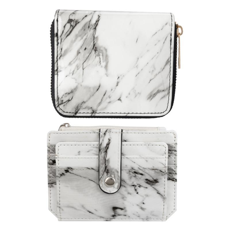 Borse a mano da donna squisite, borsette corte da uomo in pelle PU effetto marmo, portafoglio con cerniera per carte, borsetta piccola e morbida unisex alla moda.