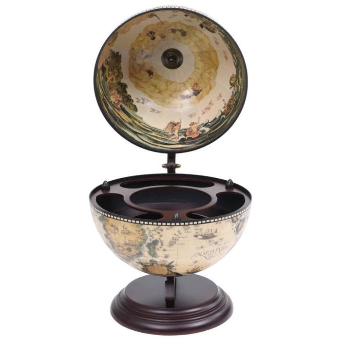 Wine rack - VIDAXL - Table globe - Solid wood - White and brown - 38x33x48 cm