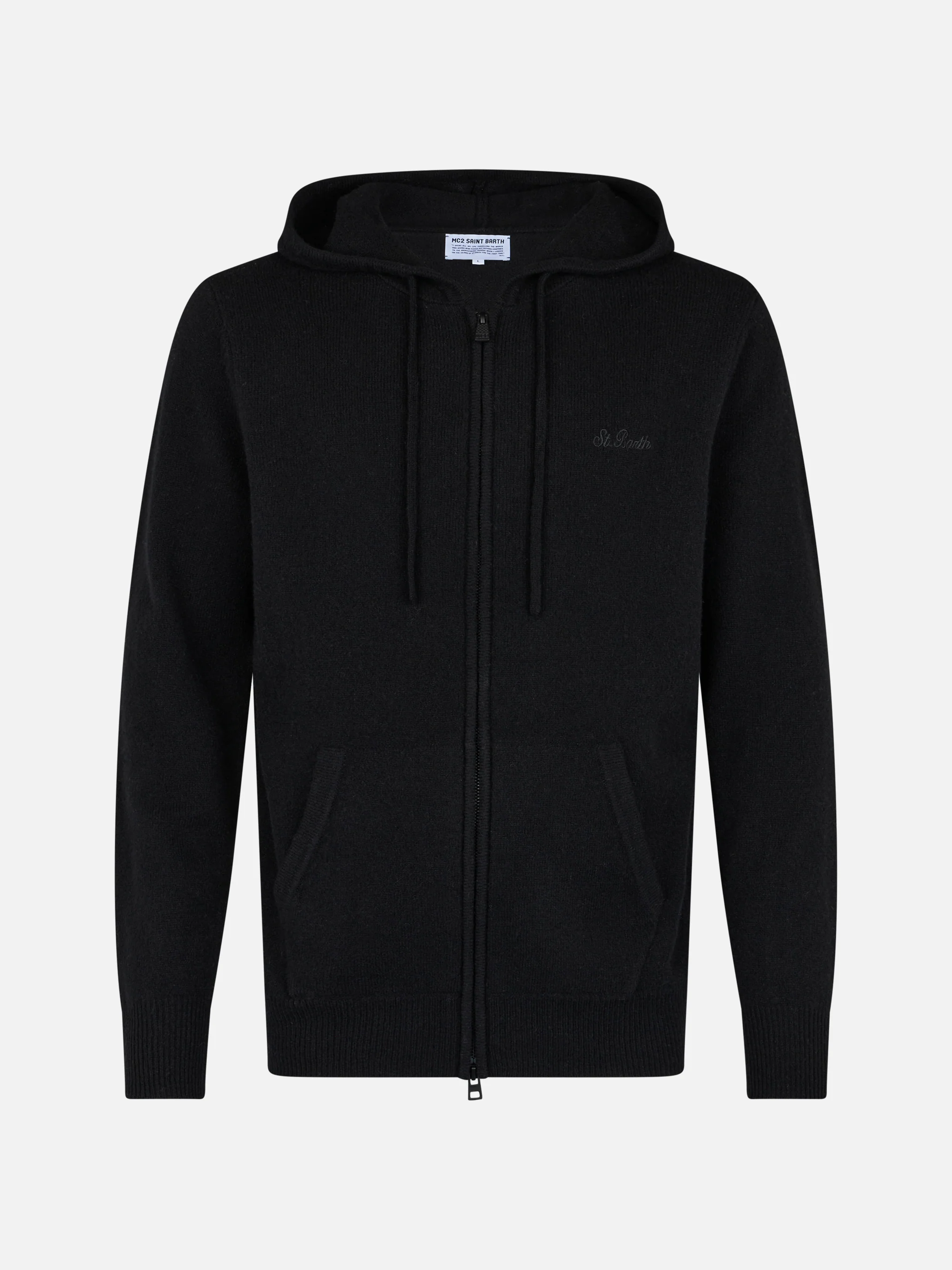 Maglione con cappuccio Notting in lambswool nero da uomo