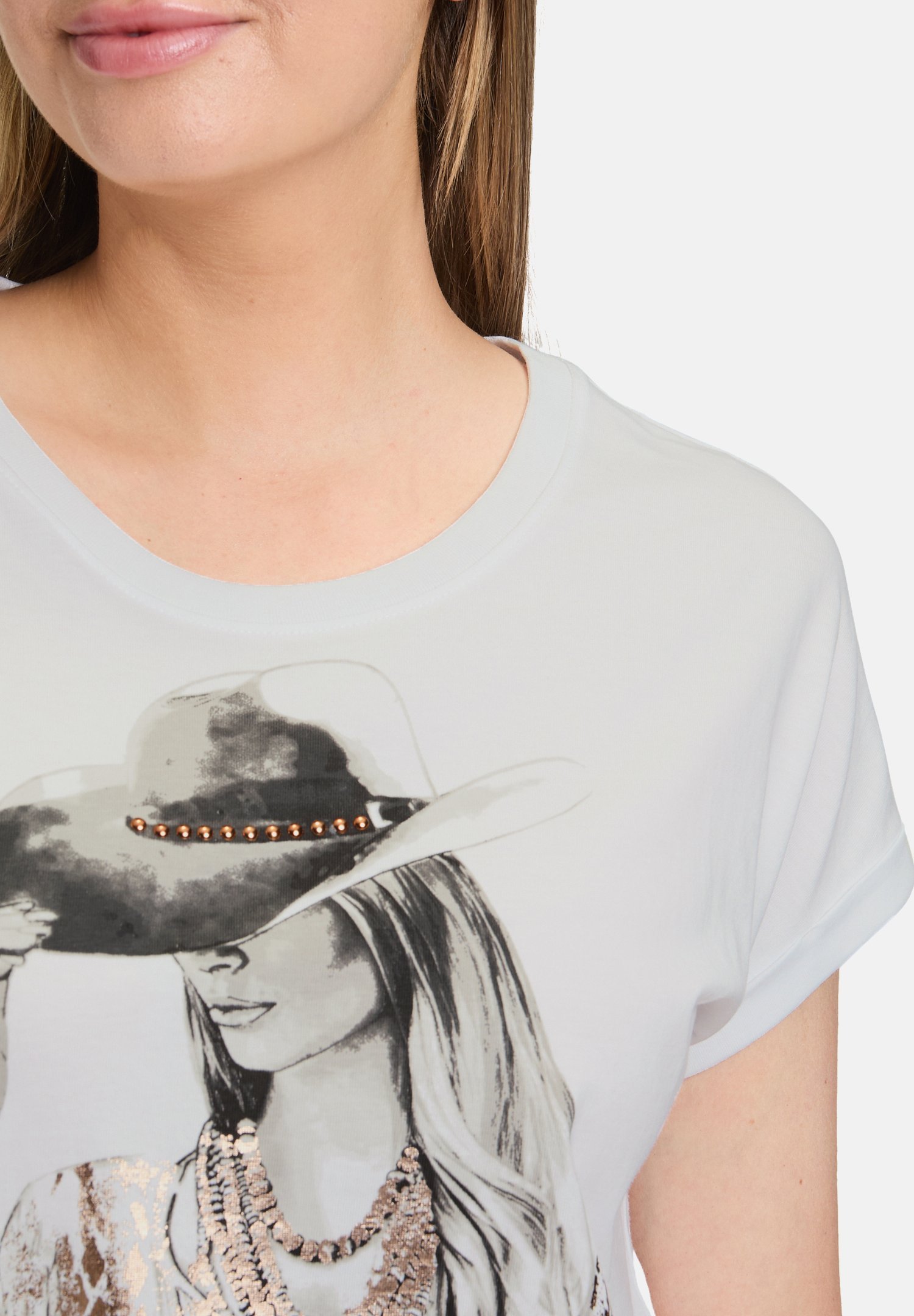 Betty Barclay CASUAL-MIT ÄRMELAUFSCHLAG - Print T-shirt - patch white brown