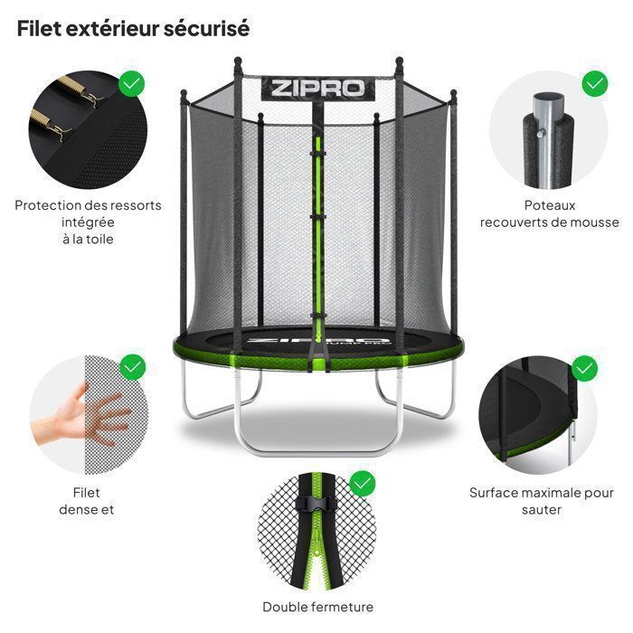 Garden Trampoline - ZIPRO - JumpPro OUT - 4FT Ø 127 cm - Quick Assembly - Enhanced Safety - Outdoor
