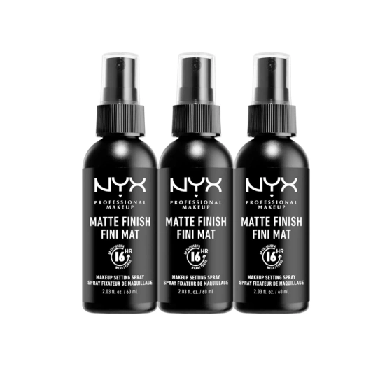 NYX Professional Makeup Matte Finish zestaw matujących utrwalaczy do makijażu w sprayu 3 x 60 ml