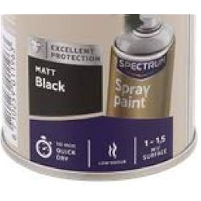 Spectrum Aerosol Spray Paint - Pack of 6 Cans - Matte Black - 400ml - Impact Resistant