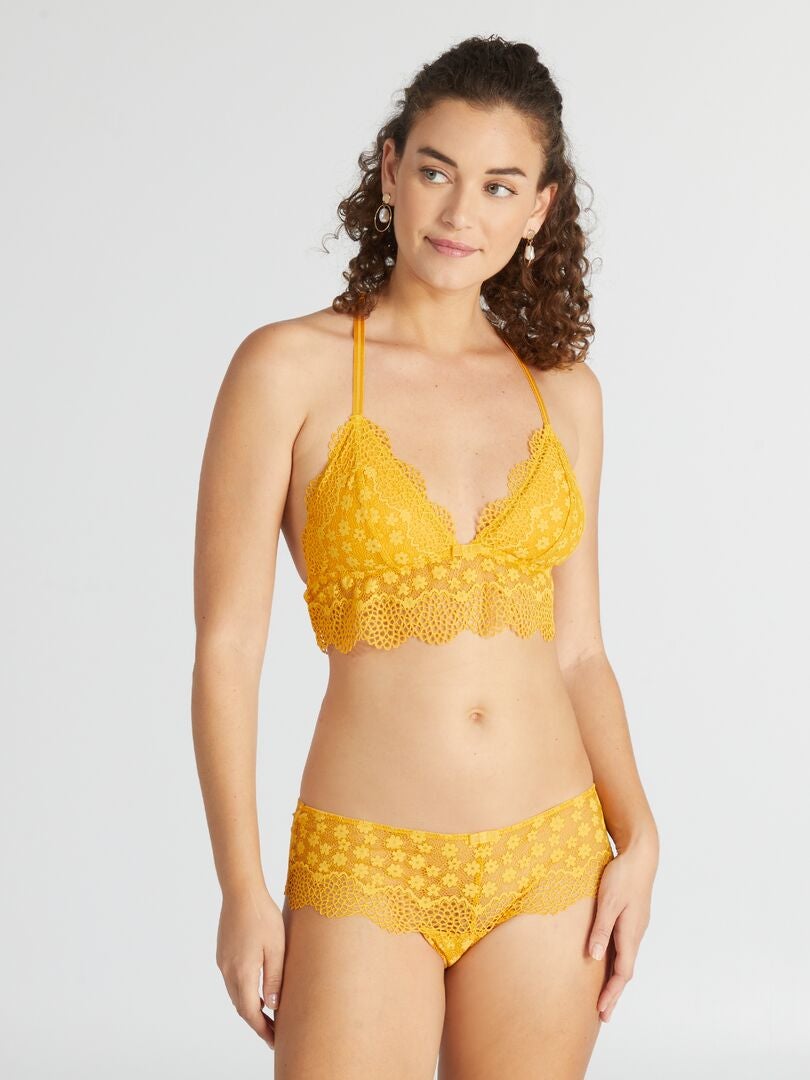 Sutiã Triângulo de Renda - Amarelo
