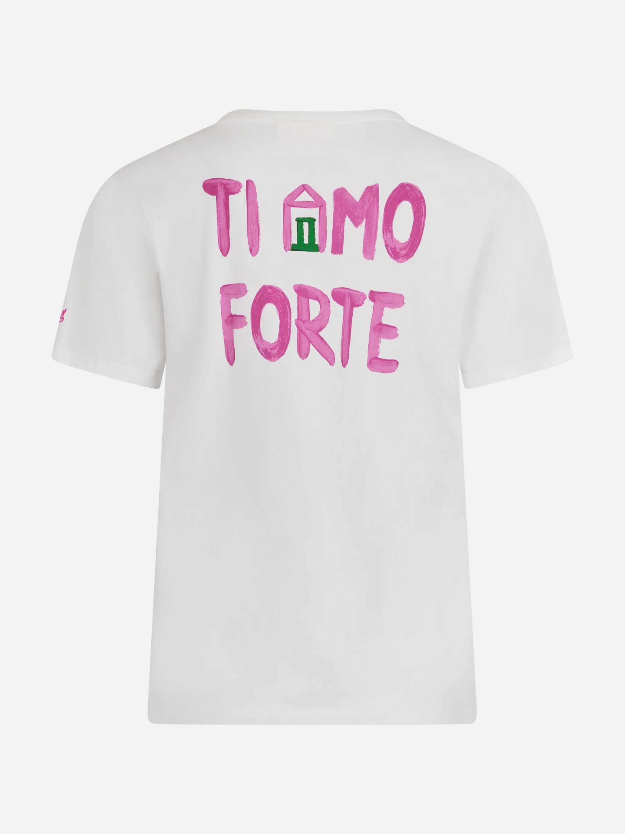 Emilie dames T-shirt met ronde hals, gemaakt van katoenen jersey, met Ti Am-print.