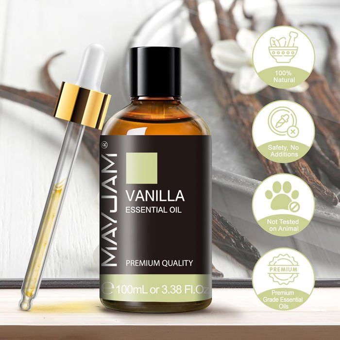 Vanilje æterisk olie 100ml, 100% ren vaniljeolie, ideel til aromaterapi, aromadiffuser, duftende massageolie