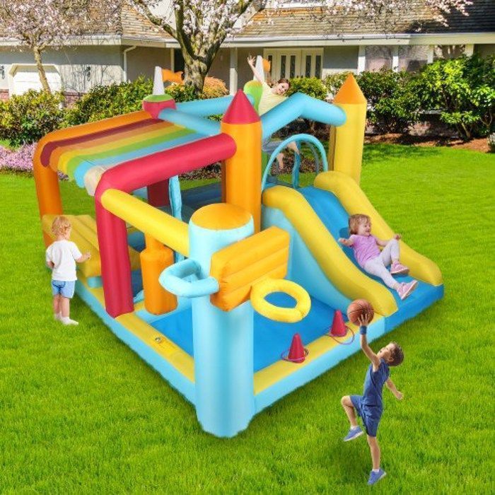Área de juegos hinchable con soplador - LALAHO - Castillo hinchable multifuncional para niños, 320*310*200cm