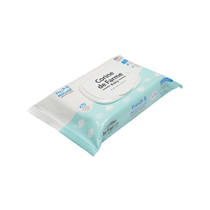 Lingettes change Fresh&Natural x70 Fibre d'origine végétale capot refermable