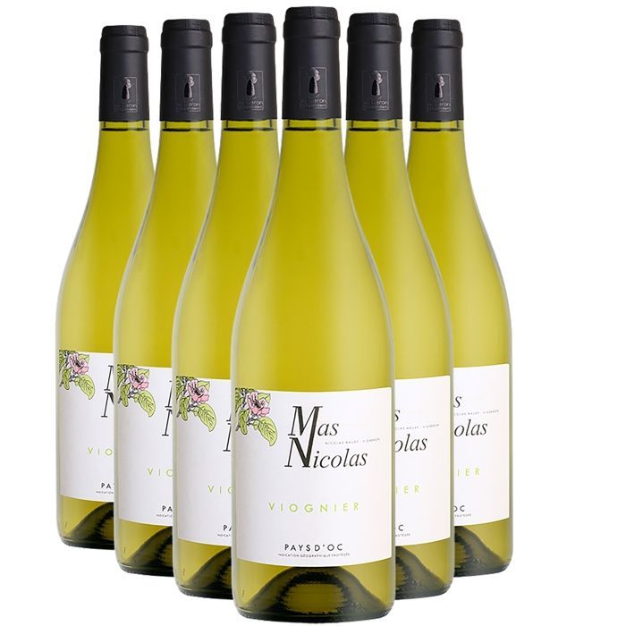 Mas Nicolas Pays d'Oc Viognier 2023 - Vinho Branco de Languedoc-Roussillon (6 x 75cl) Orgânico