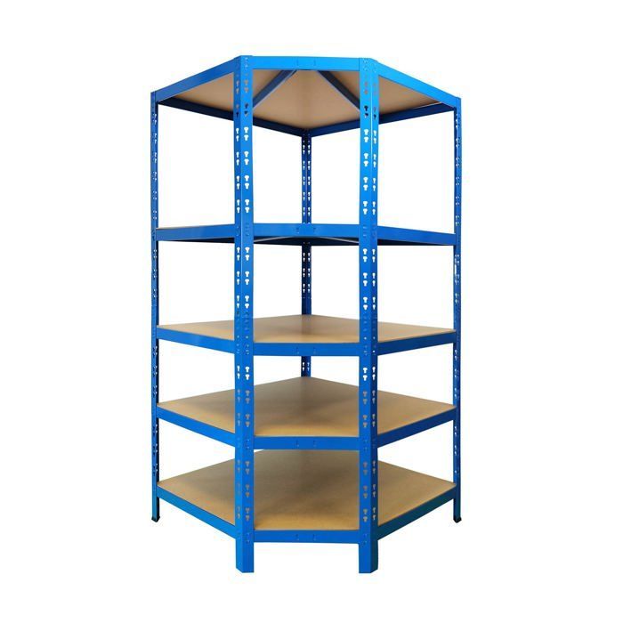 Estantería esquinera, estante resistente, azul, 5 niveles, 180 x 90 x 42 x 60 cm | Carga máxima: 875 kg
