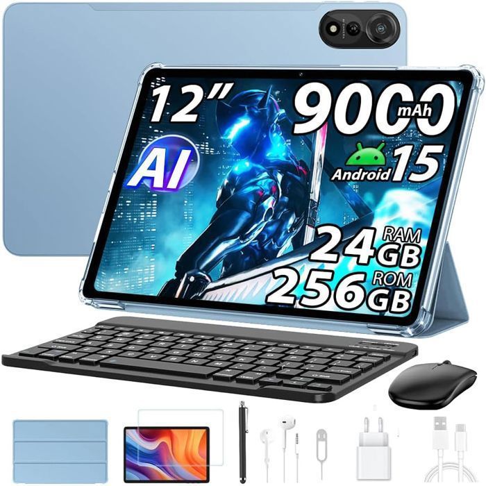 Blackview MEGA2 12-inch Tablet, 24GB + 256GB, Android 15, Tablet with Keyboard + Mouse, 9000 mAh Battery, 2.4K FHD+, Widevine L1, 5G WiFi