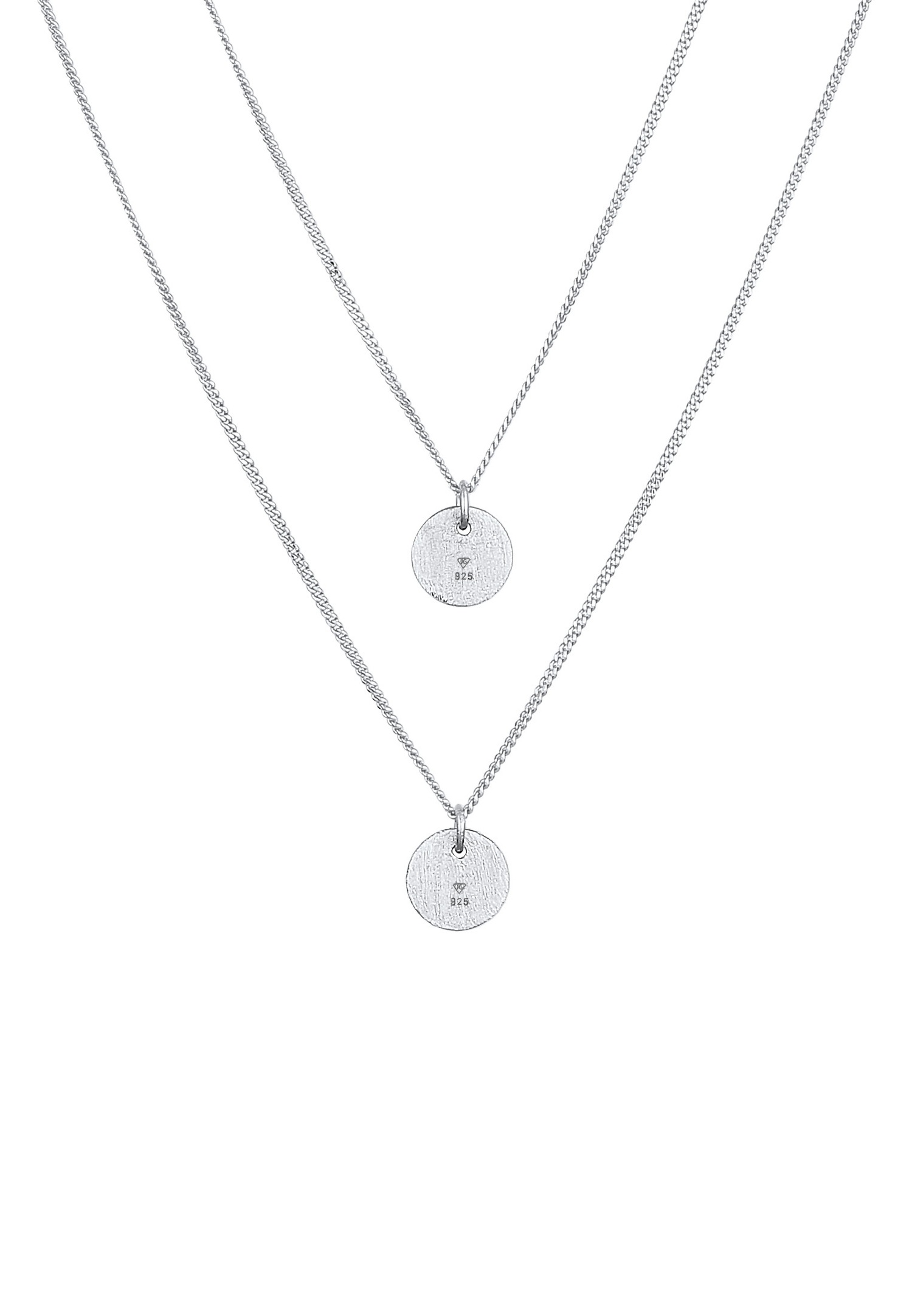 Elli Femmes Pendentif Plaque Ronde Layer Brossé en Argent massif 925
