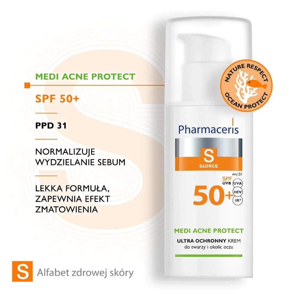 Pharmaceris S krem ochronny dla skóry trądzikowej, mieszanej i tłustej SPF50+