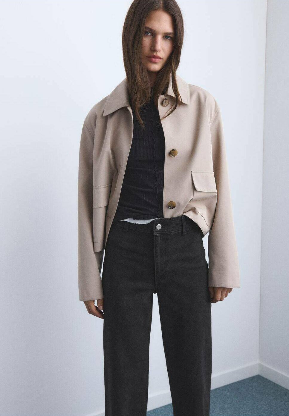 Mango CATHERIN CULOTTE HIGH-RISE - Uitlopende jeans - zwarte denim