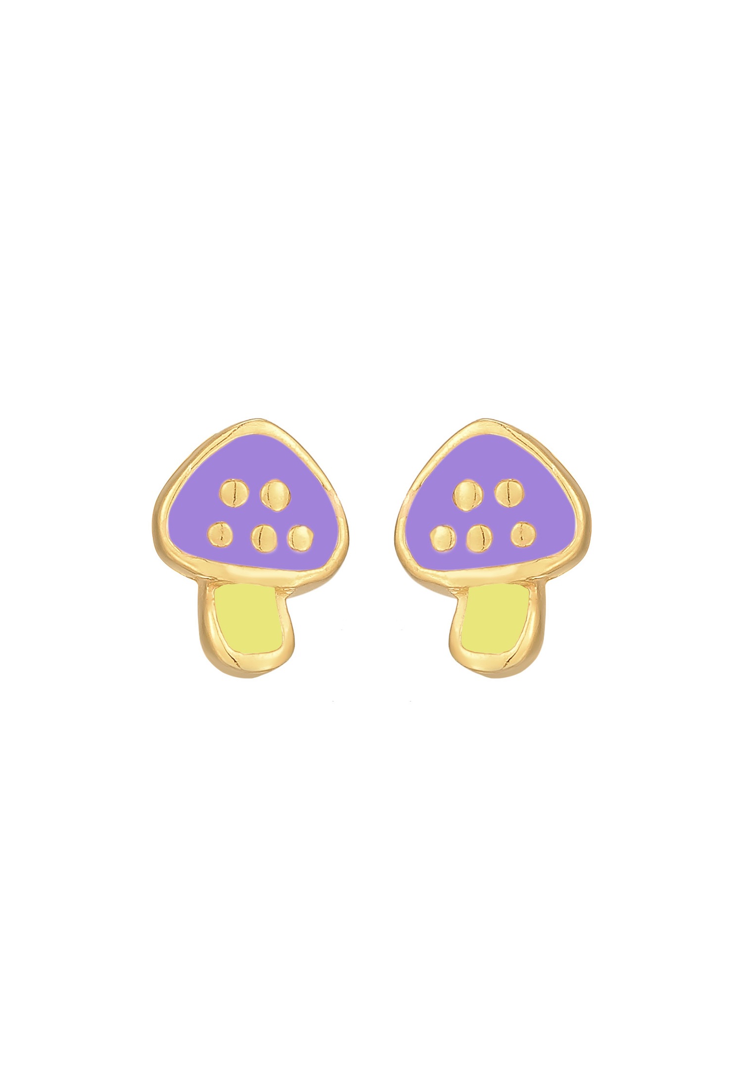 Elli Boucles d'oreilles femme champignon avec émail en argent 925 sterling doré