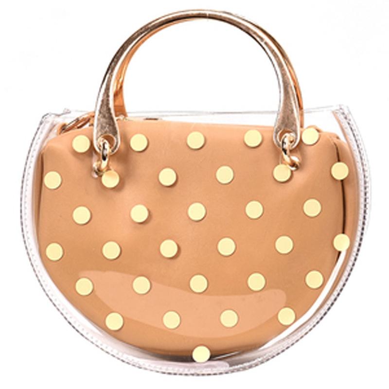 WOMEN 'S Fashion Dot Transparent Saddle Bag Transparent Jelly Handbag Pu Composite Messenger Bag