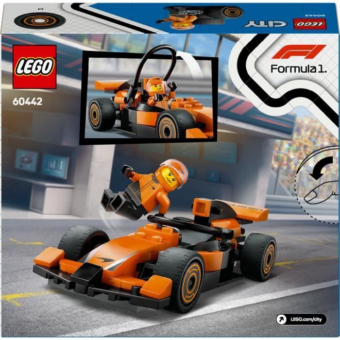 LEGO City 60442 Voiture de course McLaren avec pilote de F1 - Jouet pour garçon dès 6 ans