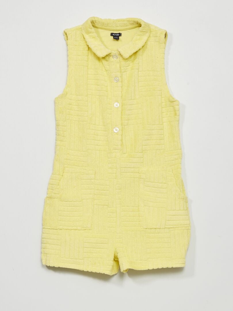 Mono con capucha de felpa - Amarillo