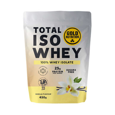 GOLDNUTRITION Total ISO tejsavófehérje-izolátum vanília ízű tejsavófehérje-izolátum 450g 450g