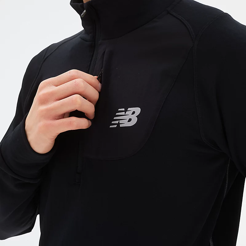NB Heat Grid Half Zip Hoodie voor heren – Zwart