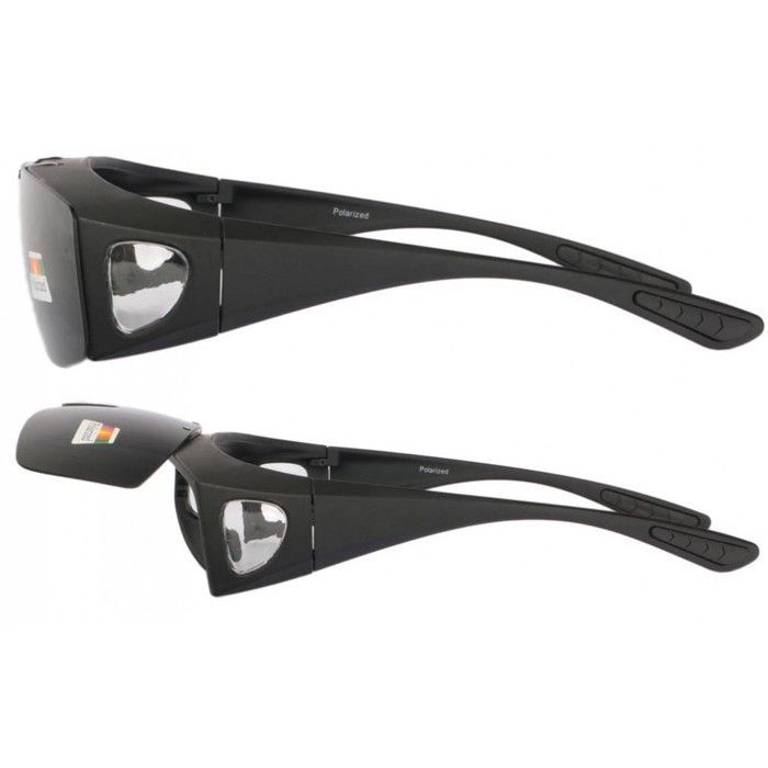 -SOLEYL-Polarized Sunglasses with Flip-Up Lenses, Matte Black, Vysha - Black