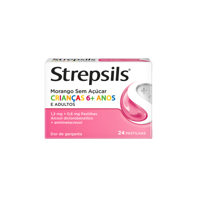 Strepsils Mansikka Sokeriton 24 tablettia 24 tablettia