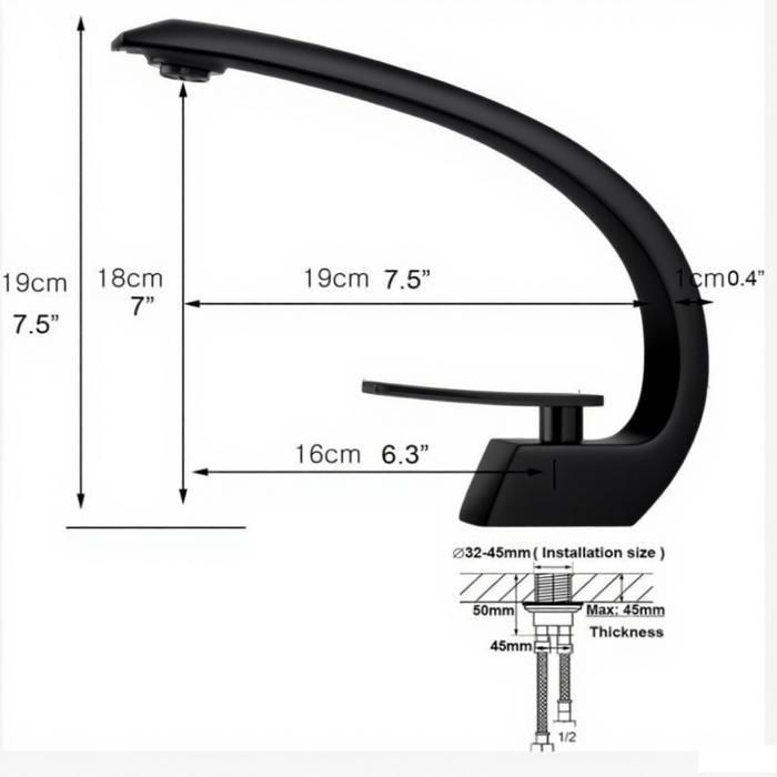 Rubinetto da bagno nero, miscelatore per lavabo in ottone, acqua calda e fredda per il bagno