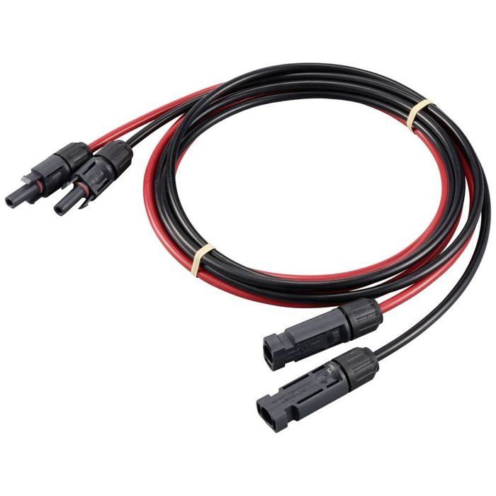 Câble rallonge solaire - sygonix - 6 mm² - 3 m - Connecteur mâle et femelle - Lot de 2 - Adapté pour connexion solaire