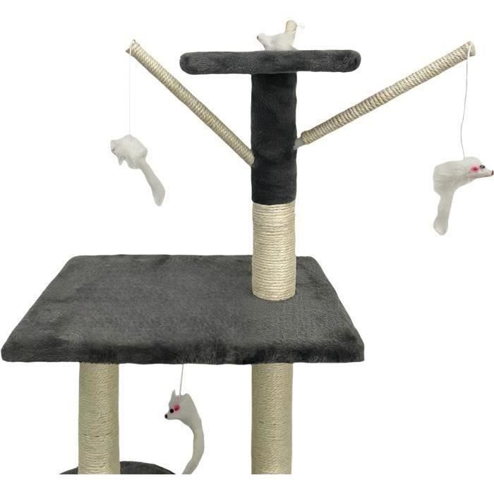 JIPSY Dark Grey Cat Tree 79 x 34 x 138 cm - 3 platforms, 1 perch, 1 hideaway, 1 staircase, scratching posts