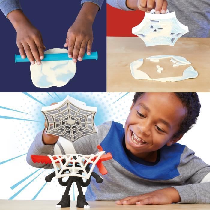 Set Play-Doh Spider-Man, Attacco di Lama con 2 personaggi flessibili, 7 accessori e pasta modellabile, età 4+, Marvel