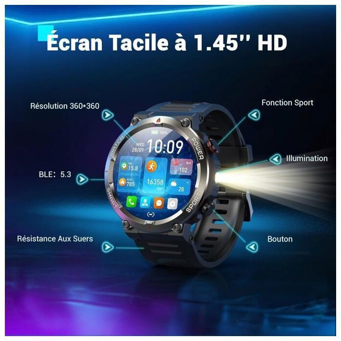 Smartwatch Blackview W50 Pro, 960 mAh, 1,45