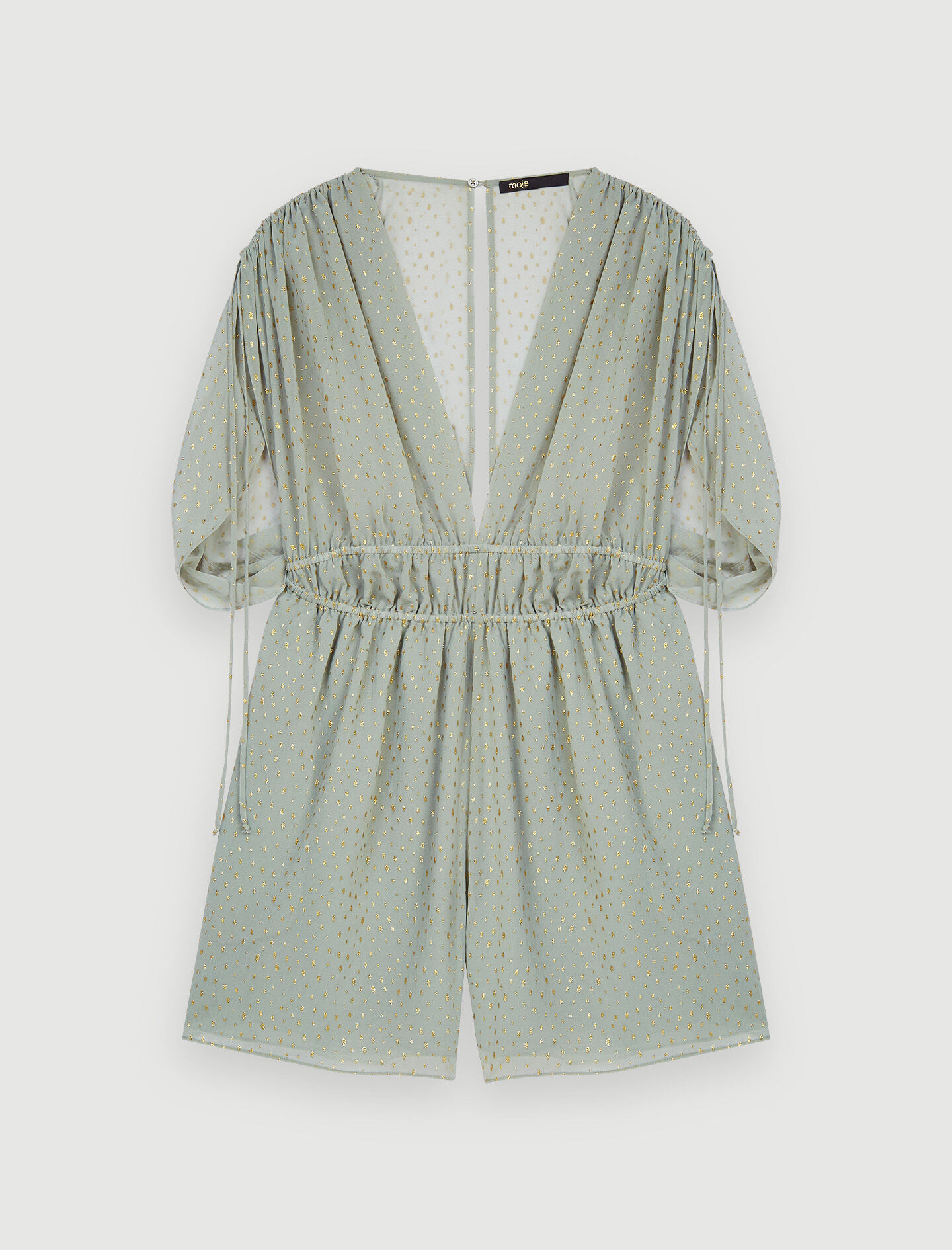 Mousseline korte jumpsuit met wijde pasvorm - Khaki
