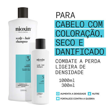 Nioxin Professionals šampon Scalp Hair 3 Colored suché a poškozené vlasy šampon pro objem poškozených vlasů 1000 ml 1000 ml