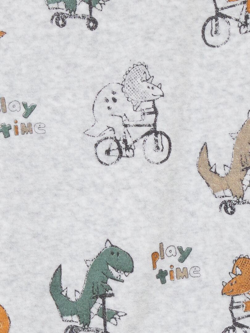 Tutina in velluto - Grigio/Dinosauro