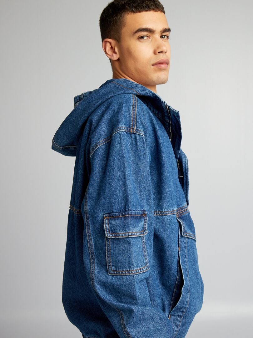Moletom jeans com capuz - AZUL
