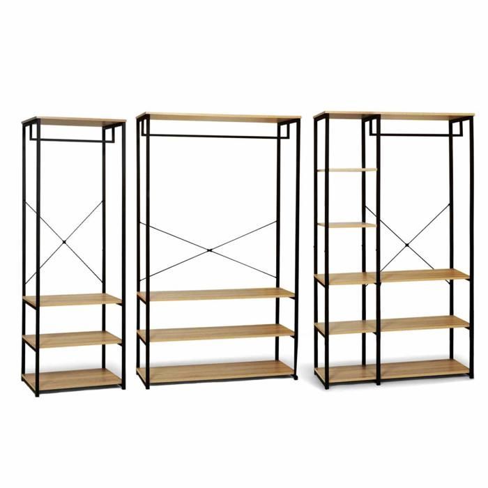 IDMARKET Dressing modulable XXL grande capacité L. 250 cm DETROIT design industriel