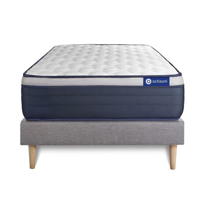 Conjunto de colchón y base de cama de 90x190 cm - Base de cama gris (requiere montaje) - Actimemo Max