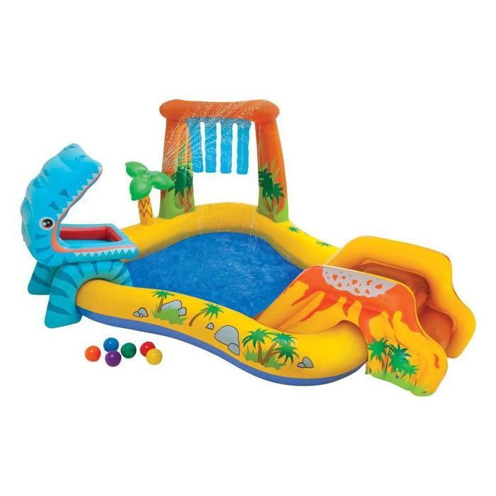 Zona de juegos hinchable - INTEX - Jurásico - 272 litros - A partir de 2 años - 249 x 191 x 109 cm - Incluye: 6 pelotas de colores