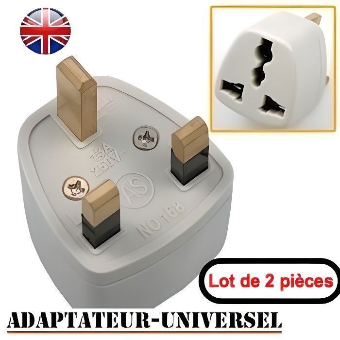 Adaptador de enchufe - ZISONIX - EUROPA / INGLATERRA - Paquete de 2 - Interior