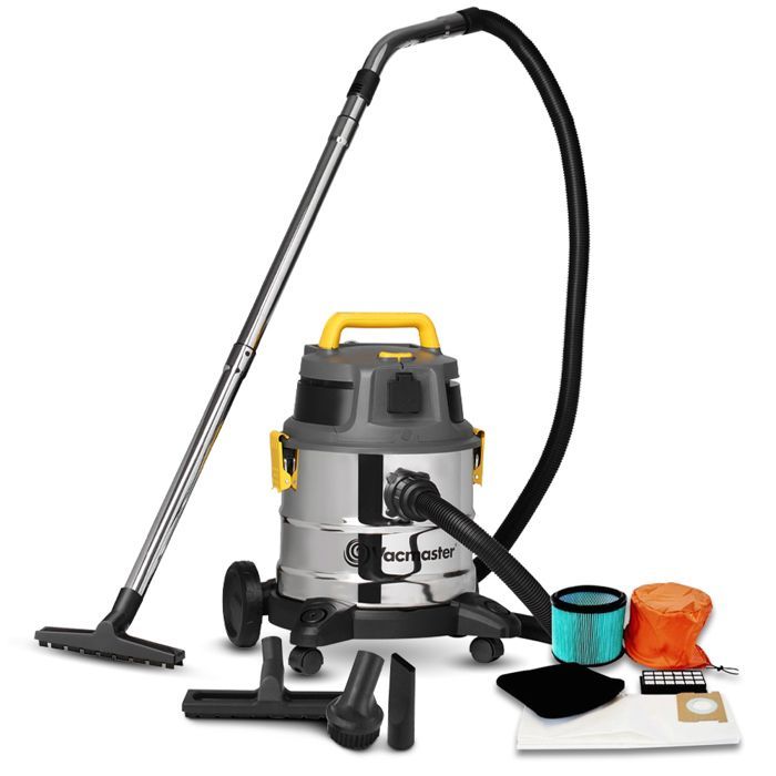 Wet and dry vacuum cleaner 1600W - 20L stainless steel - 27 kPa with integrated power outlet