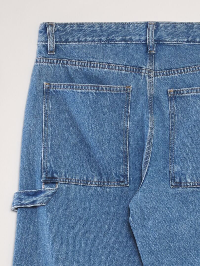 Calça jeans de carpinteiro com modelagem relaxada - AZUL